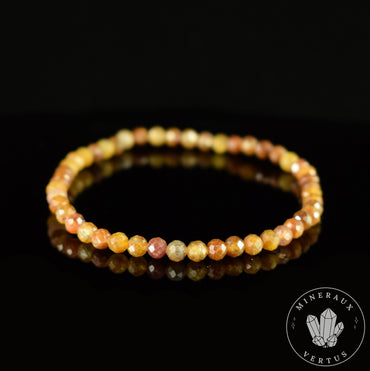 Bracelet fin Saphir Jaune A perles 4mm rondes facettées  - Richesse - Pouvoir - Santé