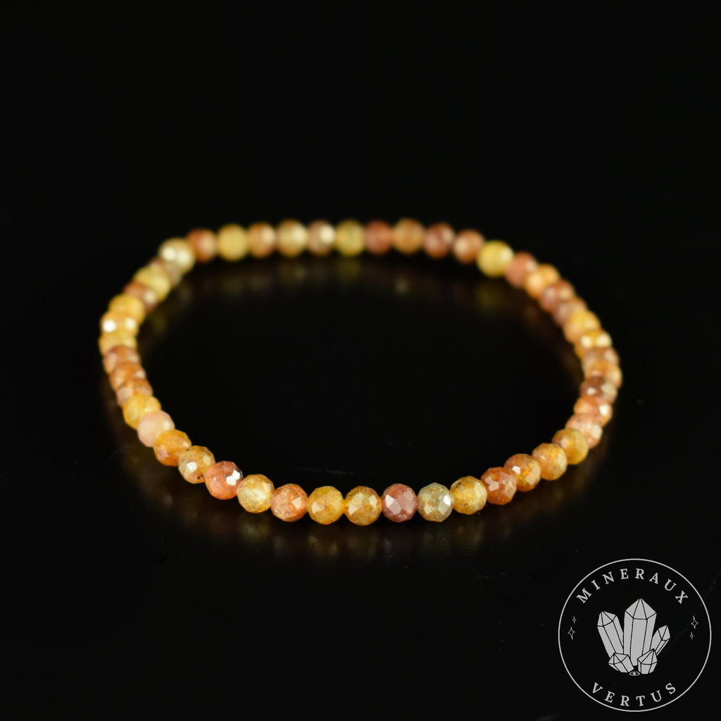 Bracelet fin Saphir Jaune A perles 4mm rondes facettées  - Richesse - Pouvoir - Santé