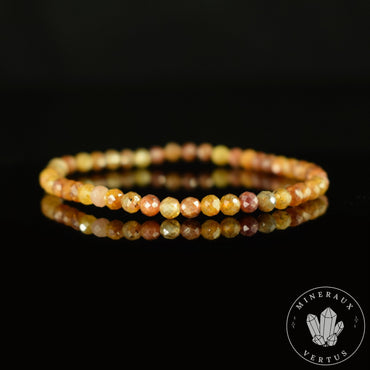 Bracelet fin Saphir Jaune A perles 4mm rondes facettées  - Richesse - Pouvoir - Santé