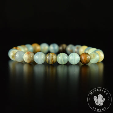 Bracelet Calcite Caraïbes Onyx Bleu perles rondes 8mm - Force intérieure - Endurance - Détermination