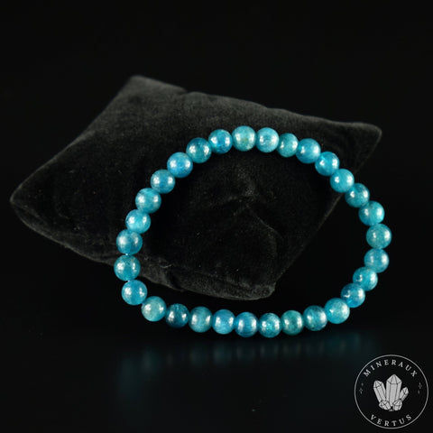 Bracelet Apatite Bleue AA perles rondes naturelles 6mm - Structure - Flexibilité - Force