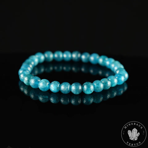 Bracelet Apatite Bleue AA perles rondes naturelles 6mm - Structure - Flexibilité - Force