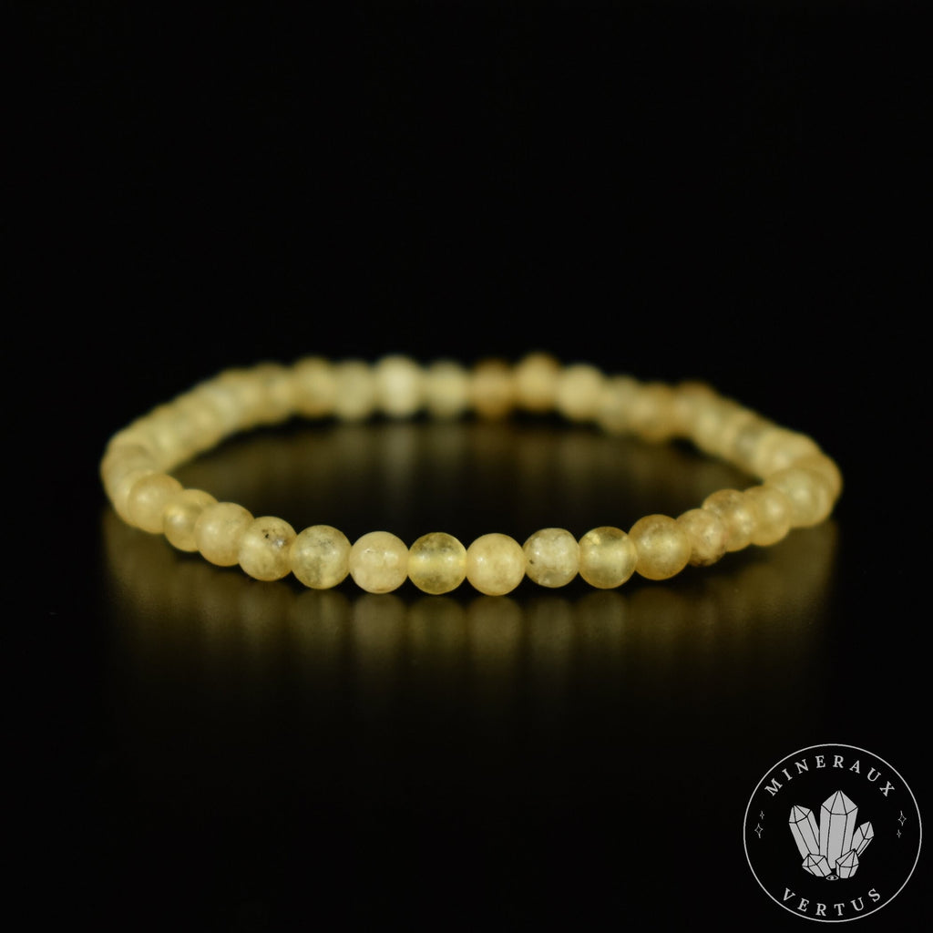 Rare Bracelet Grenat Jaune Grandite du Mali A perles rondes 4mm - Grossulaire & Andradite