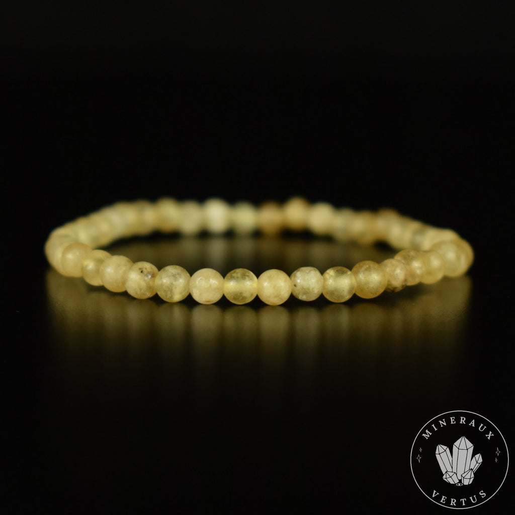 Rare Bracelet Grenat Jaune Grandite du Mali A perles rondes 4mm - Grossulaire & Andradite