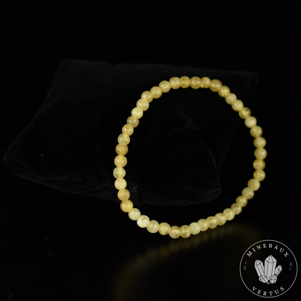 Rare Bracelet Grenat Jaune Grandite du Mali A perles rondes 4mm - Grossulaire & Andradite