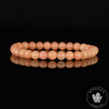 Bracelet Calcite Orange Pèche perles 6mm qualité AAA