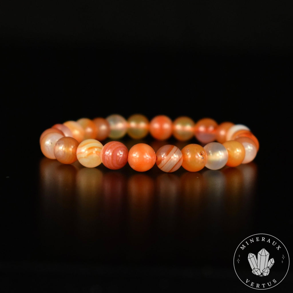 Bracelet Cornaline perles rondes 8mm - Confiance - Réchauffement - Energisant