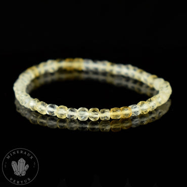 Bracelet Citrine perles 4.5mm cubiques facettées naturelle du Brésil AA  - Chaleur - Réconfort - Joie