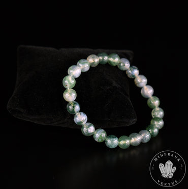 Bracelet Agate mousse perles rondes 8mm naturelle du Brésil AAA  - Optimisme - Ouverture - Connexion au naturel