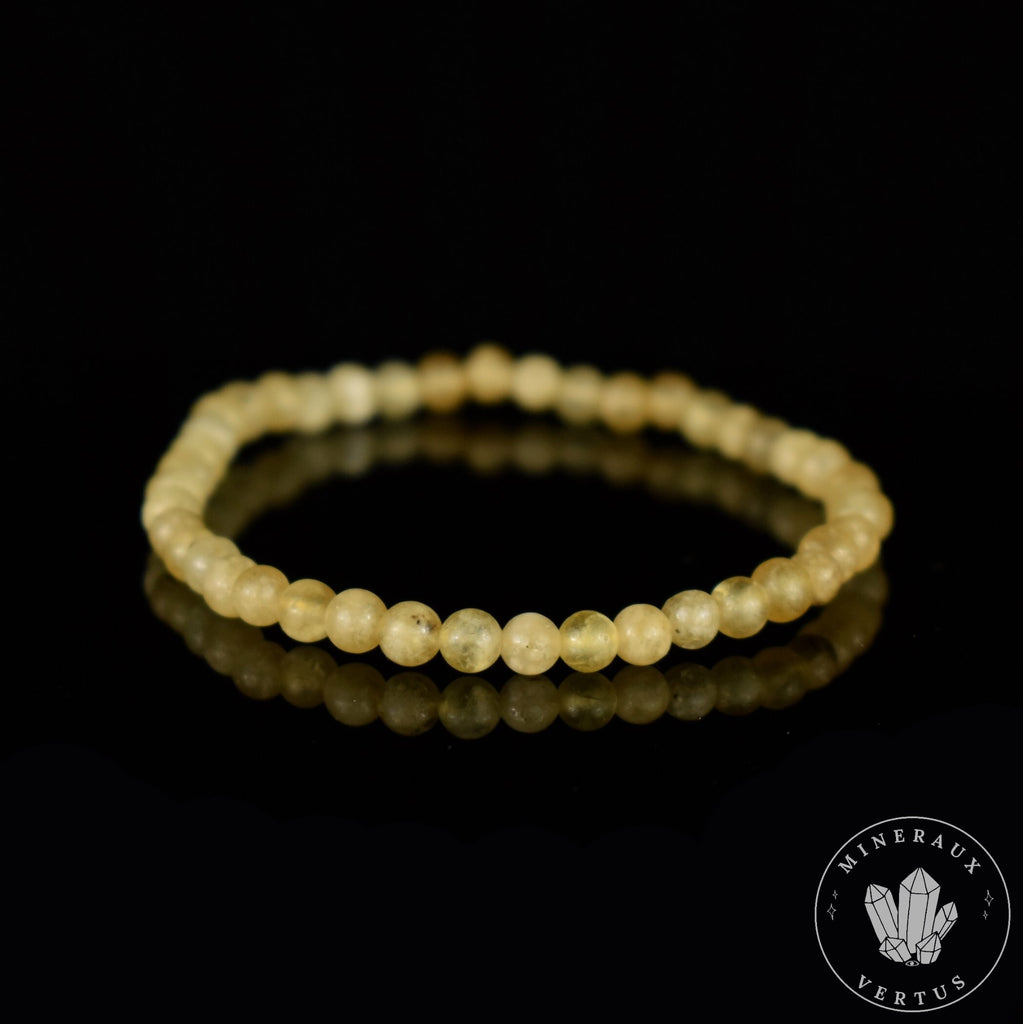 Rare Bracelet Grenat Jaune Grandite du Mali A perles rondes 4mm - Grossulaire & Andradite