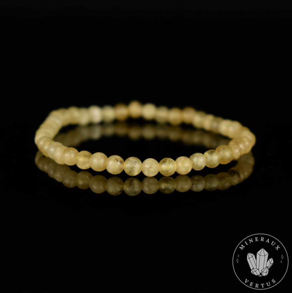 Rare Bracelet Grenat Jaune Grandite du Mali A perles rondes 4mm - Grossulaire & Andradite