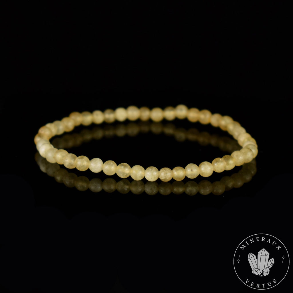 Rare Bracelet Grenat Jaune Grandite du Mali A perles rondes 4mm - Grossulaire & Andradite