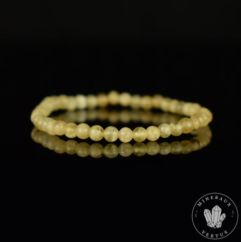 Rare Bracelet Grenat Jaune Grandite du Mali A perles rondes 4mm - Grossulaire & Andradite