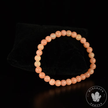 Bracelet Calcite Orange Pèche perles 6mm qualité AAA
