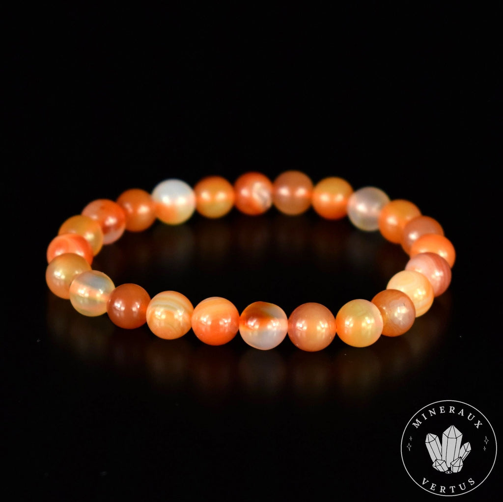 Bracelet Cornaline perles rondes 8mm - Confiance - Réchauffement - Energisant