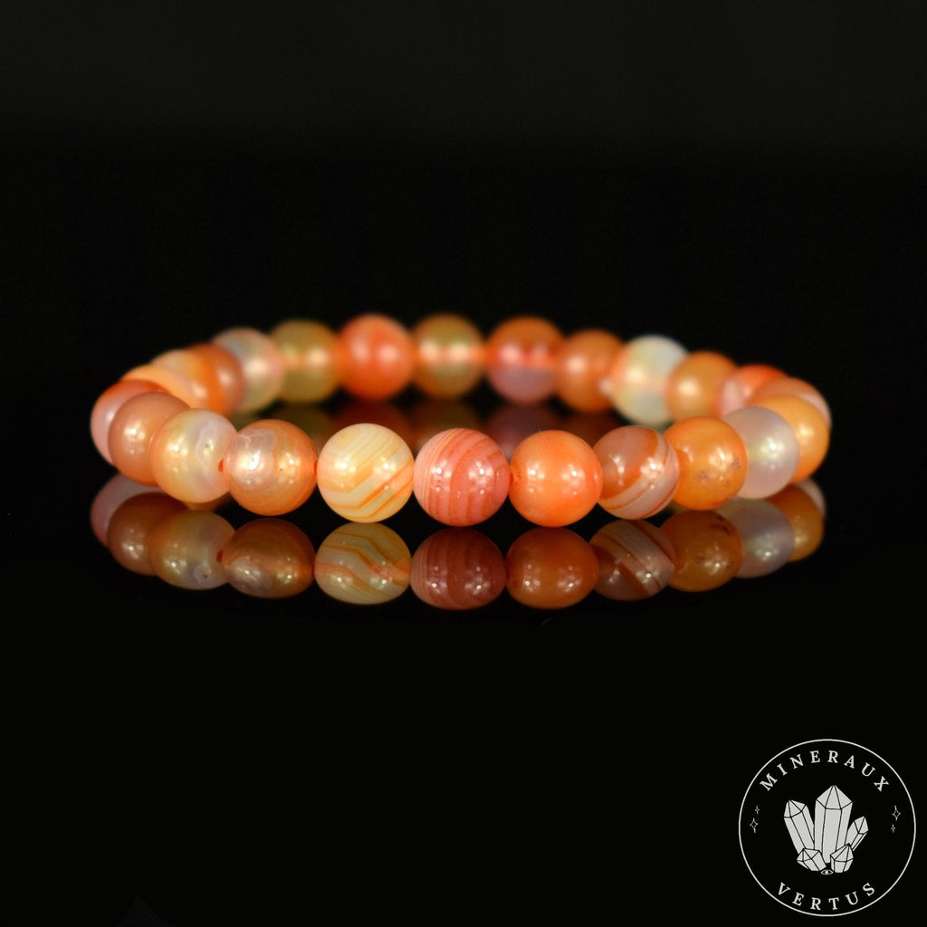 Bracelet Cornaline perles rondes 8mm - Confiance - Réchauffement - Energisant