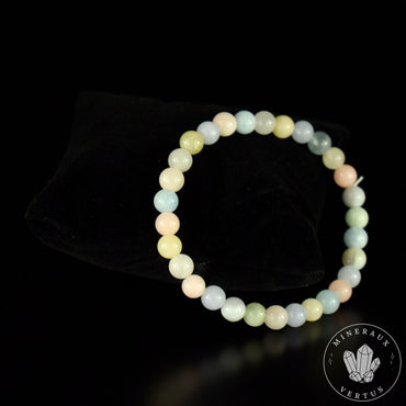 Bracelet Aigue-Marine Morganite Héliodore et Béryl Vert perles 6mm rondes A