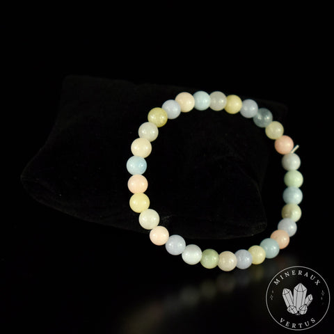 Bracelet Aigue-Marine Morganite Héliodore et Béryl Vert perles 6mm rondes A