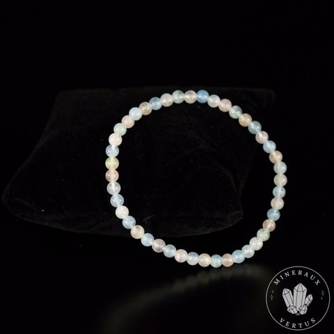 Bracelet Aigue Marine/Morganite/Héliodore AA perles 4mm rondes lisses - Libération - Simplification - Amour