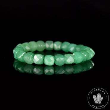Bracelet Aventurine AAA perles 9mm cubiques , vertus d'Equilibre Stabilité et Tranquillité