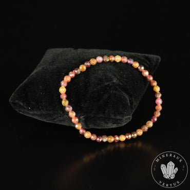 Bracelet fin Saphir Jaune et Rose A perles 4mm rondes facettées  - Richesse - Paix intérieure - Santé