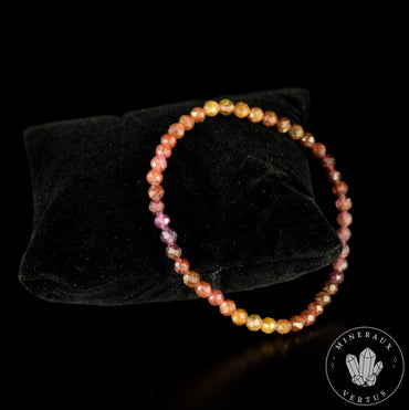 Bracelet fin Saphir Jaune et Rose A perles 4mm couleurs en dégradé rondes facettées  - Richesse - Paix intérieure - Santé