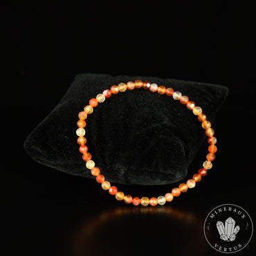 Bracelet Cornaline perles 4mm rondes facettées - Confiance - Réchauffement - Energisant