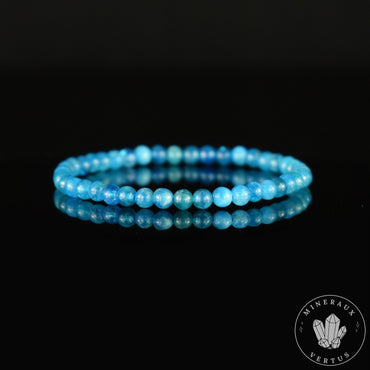 Bracelet Apatite Bleue AA perles rondes naturelles 4mm - Structure - Flexibilité - Force