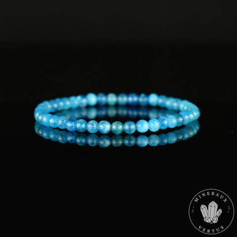 Bracelet Apatite Bleue AA perles rondes naturelles 4mm - Structure - Flexibilité - Force