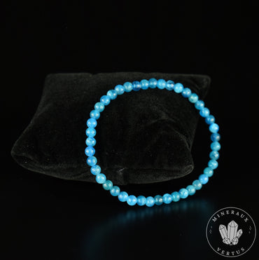Bracelet Apatite Bleue AA perles rondes naturelles 4mm - Structure - Flexibilité - Force