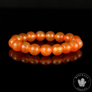 Bracelet Cornaline perles rondes 12mm grade AAA Confiance, Réchauffement et Energie