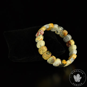 Bracelet Agate Dentelle Folle perles 14mm x 10mm perles naturelles Crazy Lace Agate