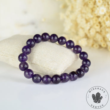 Bracelet Améthyste 10mm AA perles rondes  - Intégration - Calme spirituel - Guérison