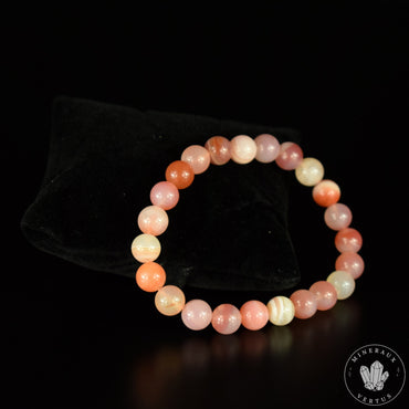Bracelet Agate du Botswana Rose Pêche perles 8mm rondes