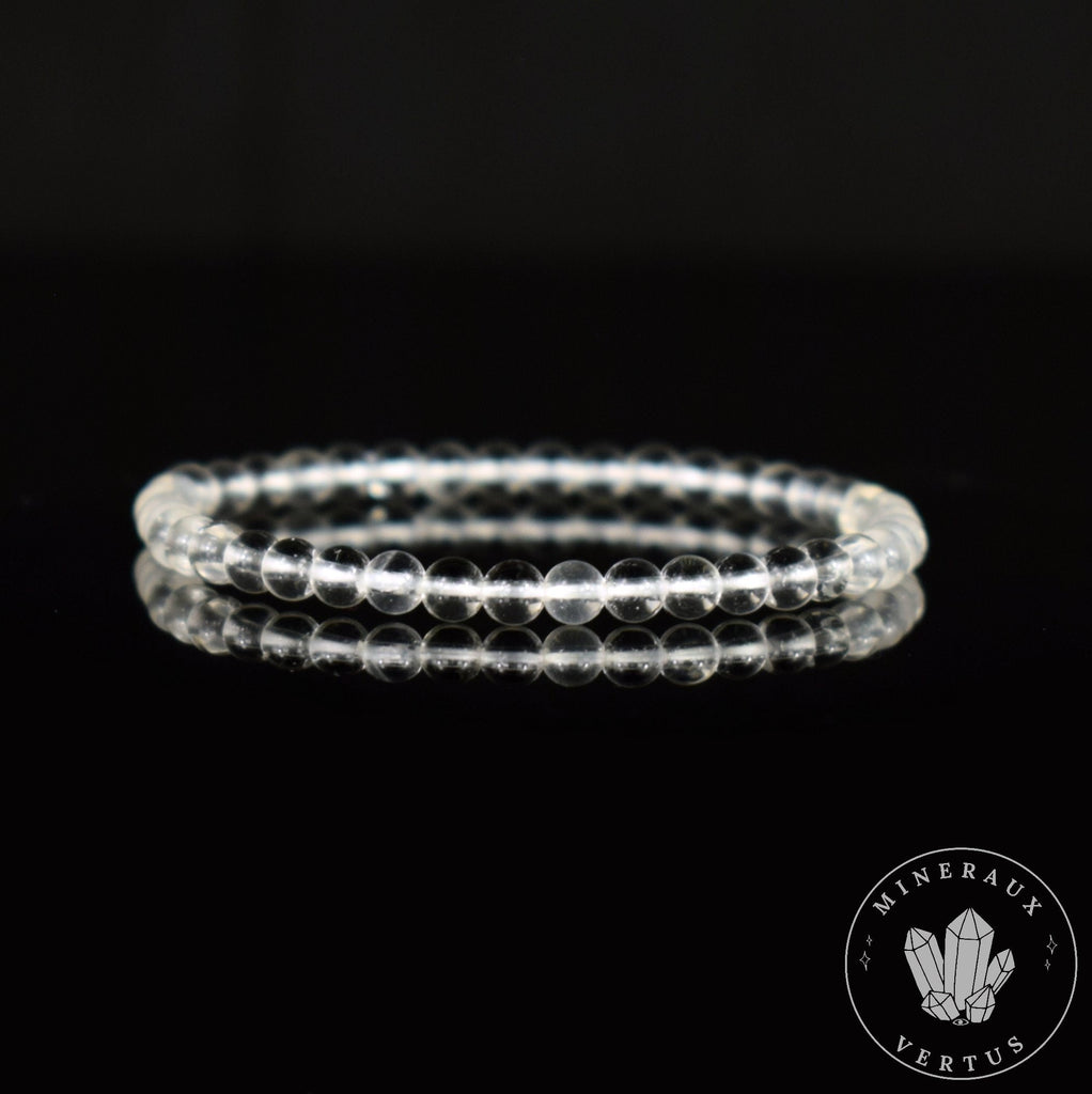 Bracelet Cristal de Roche perles 4mm grade AAA - Bonne humeur - Organisation - Amplification