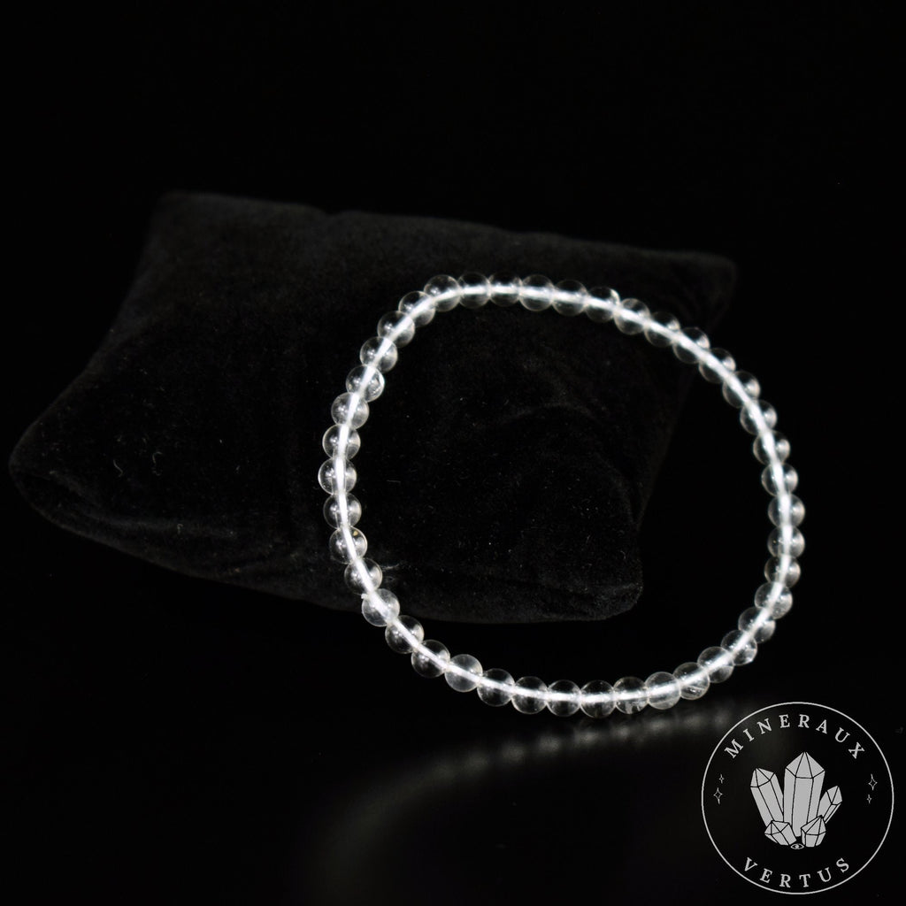 Bracelet Cristal de Roche perles 4mm grade AAA - Bonne humeur - Organisation - Amplification