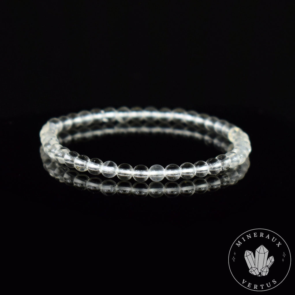 Bracelet Cristal de Roche perles 4mm grade AAA - Bonne humeur - Organisation - Amplification