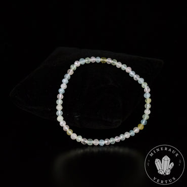 Bracelet Aigue Marine Morganite Héliodore perles 4mm rondes facettées AAA