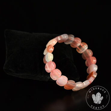Bracelet Agate du Botswana Rose grandes perles 14.5mm x 10mm facettées AAA - Harmonie - Alignement - Force #1