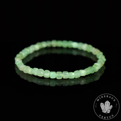 Bracelet Chrysoprase AA perles 4mm carrées facettées - Sérénité - Harmonie - Calme