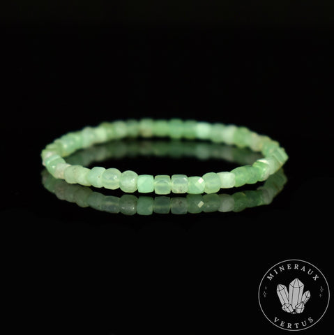 Bracelet Chrysoprase AA perles 4mm carrées facettées - Sérénité - Harmonie - Calme