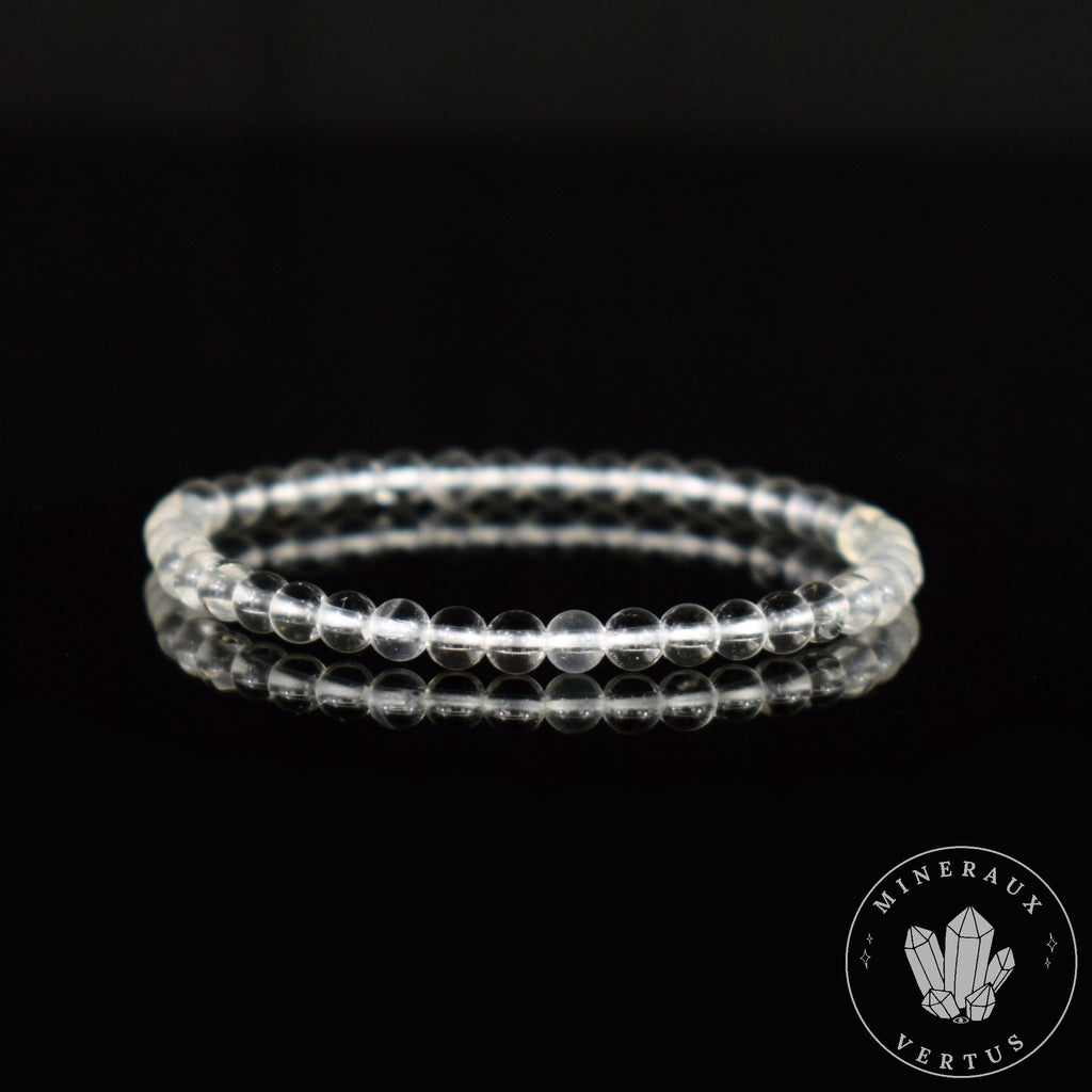 Bracelet Cristal de Roche perles 4mm grade AAA - Bonne humeur - Organisation - Amplification