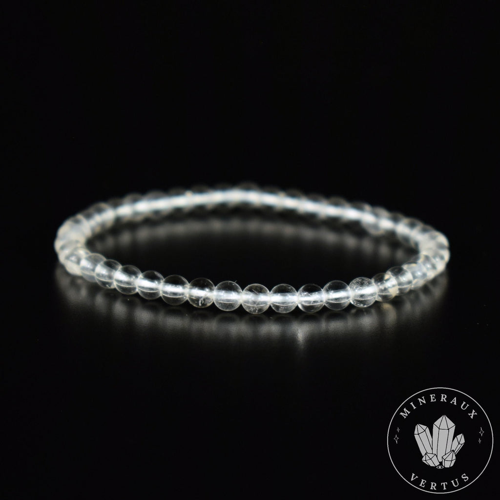 Bracelet Cristal de Roche perles 4mm grade AAA - Bonne humeur - Organisation - Amplification