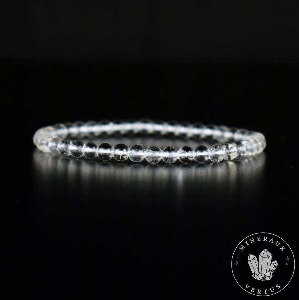 Bracelet Cristal de Roche perles 4mm grade AAA - Bonne humeur - Organisation - Amplification