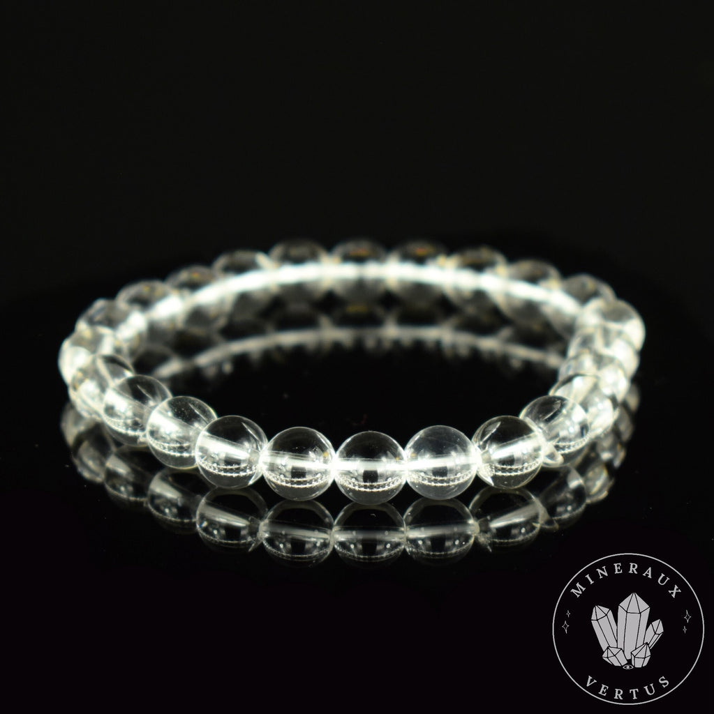 Bracelet Cristal de Roche perles 8mm grade AAA