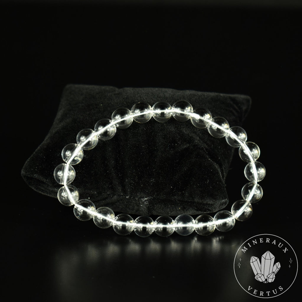 Bracelet Cristal de Roche perles 8mm grade AAA