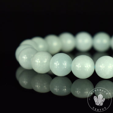 Bracelet Aigue-Marine perles 10mm rondes A , Réconfort - Circulation - Edification