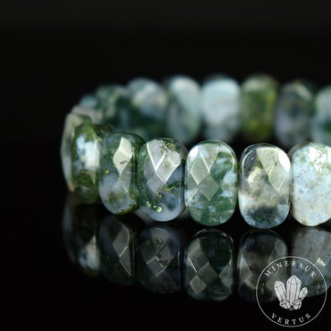 Bracelet Agate Mousse du Brésil AAA perles 14.5mm x 9mm facettées - Optimisme - Ouverture - Connexion au naturel #2