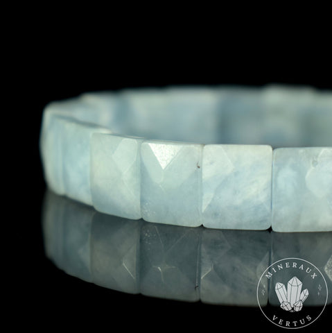 Bracelet Aigue-Marine perles 12mm x 9mm facettées grade AA , Réconfort - Circulation - Edification #2