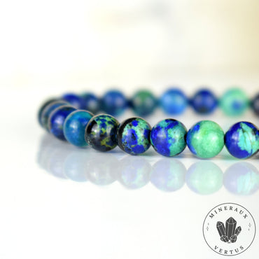 Bracelet Azurite & Malachite perles 6mm rondes AAA en pierres naturelles